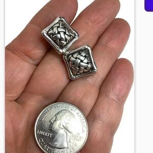 John Hardy sterling silver basket weave stud earrings